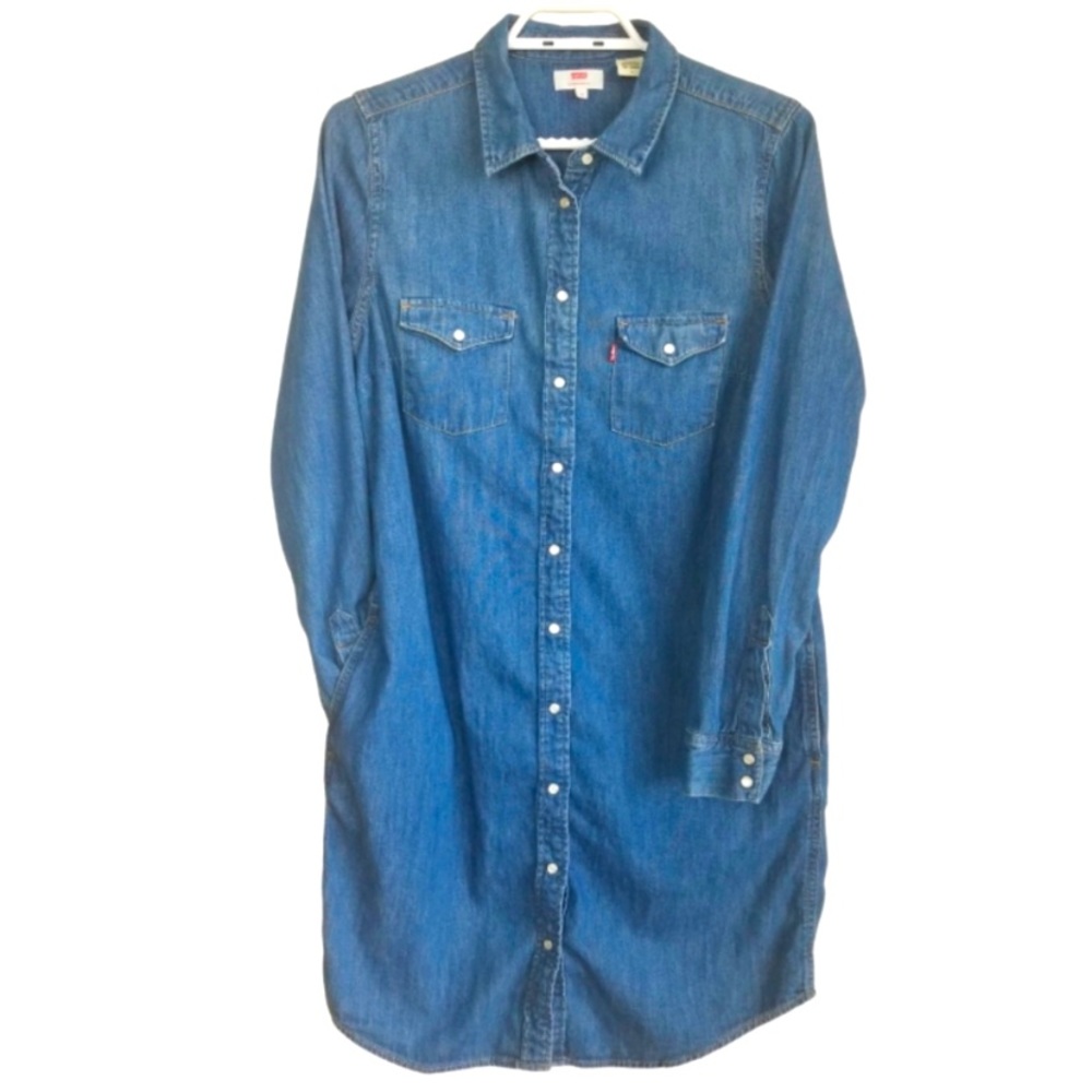 COPY - COPY - LEVIS 100% Cotton Denim Shirt Midi Dress